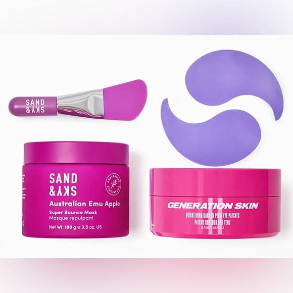 💗SAND & SKY Australian Emu Mask & GENERATION SKIN Brightening Plum Eye Patch